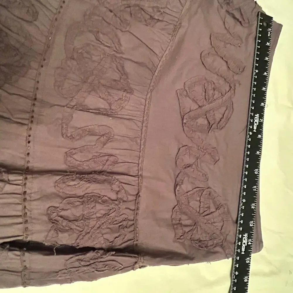Vintage Coachella Boho tiered midi skirt Sz M Western prairie raised‎ designs